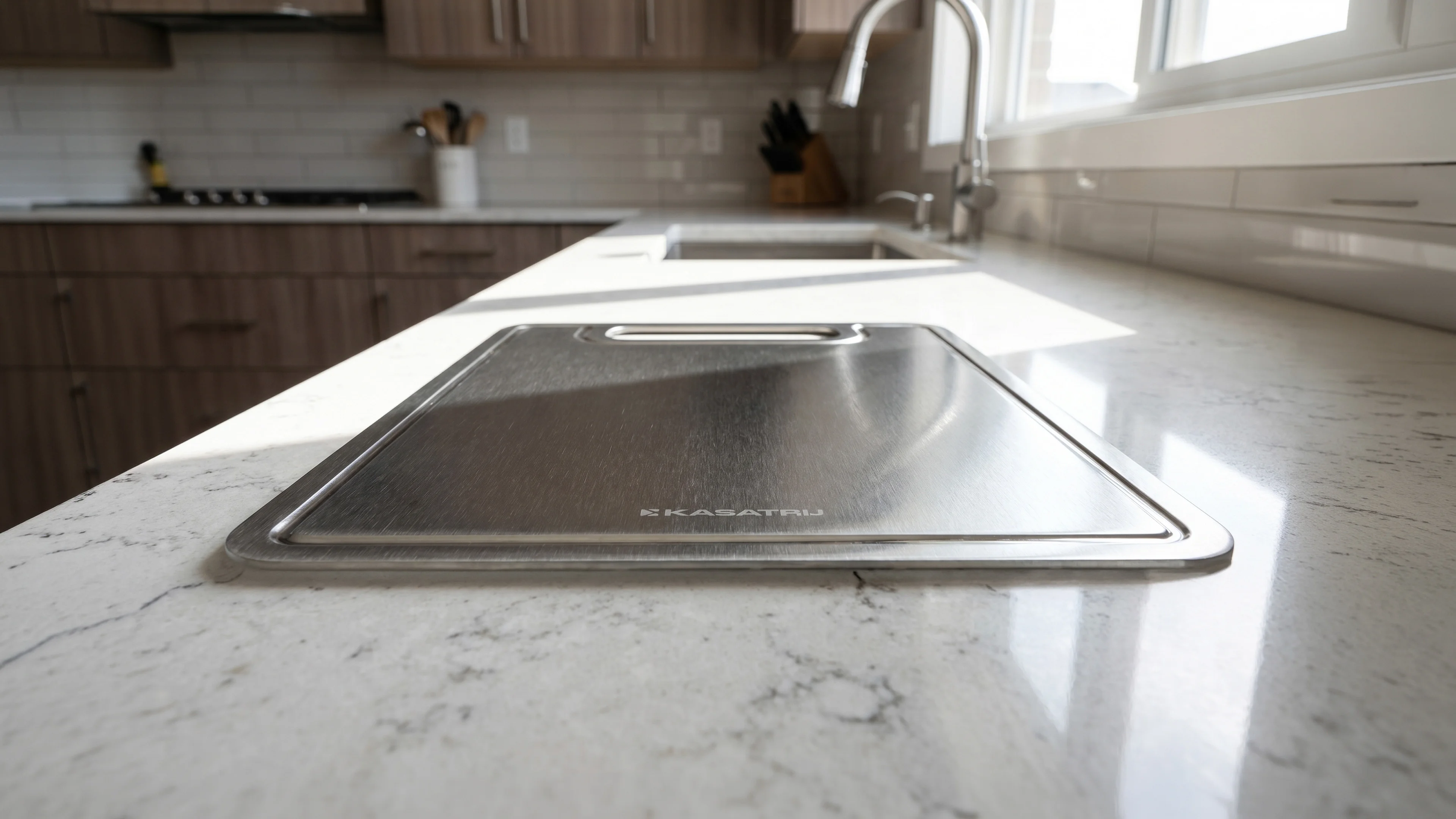 KASATRIJ titanium cutting board in kitchen