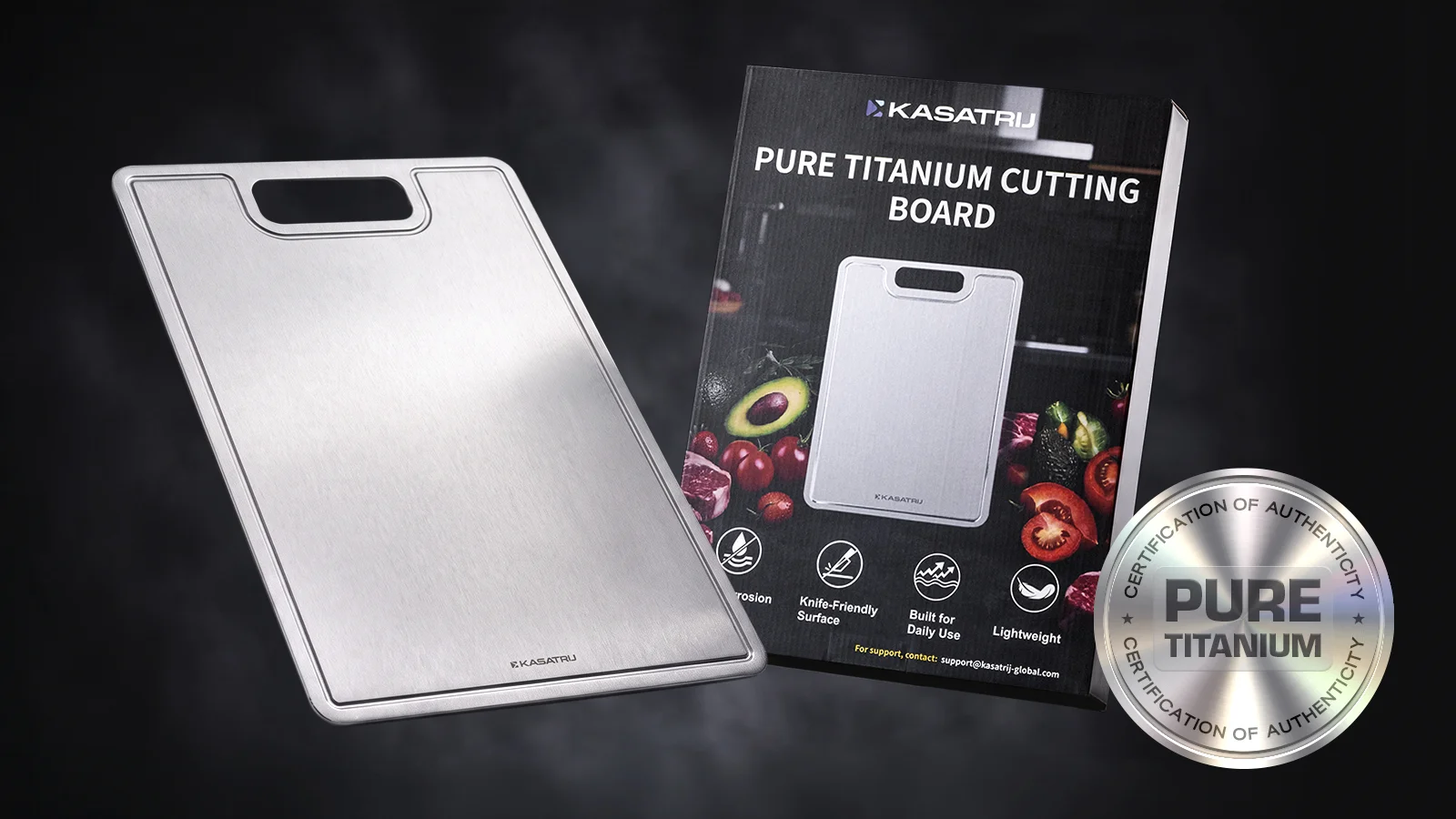 KASATRIJ premium packaging and titanium cutting board